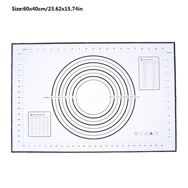 Силиконовый коврик для выпечки пиццы коврик для замеса теста силиконовый коврик для выпечки печенье рулет антипригарный лист формы для выпечки вкладыши коврик инструменты для приготовления пищи - Цвет: 60 x 40cm