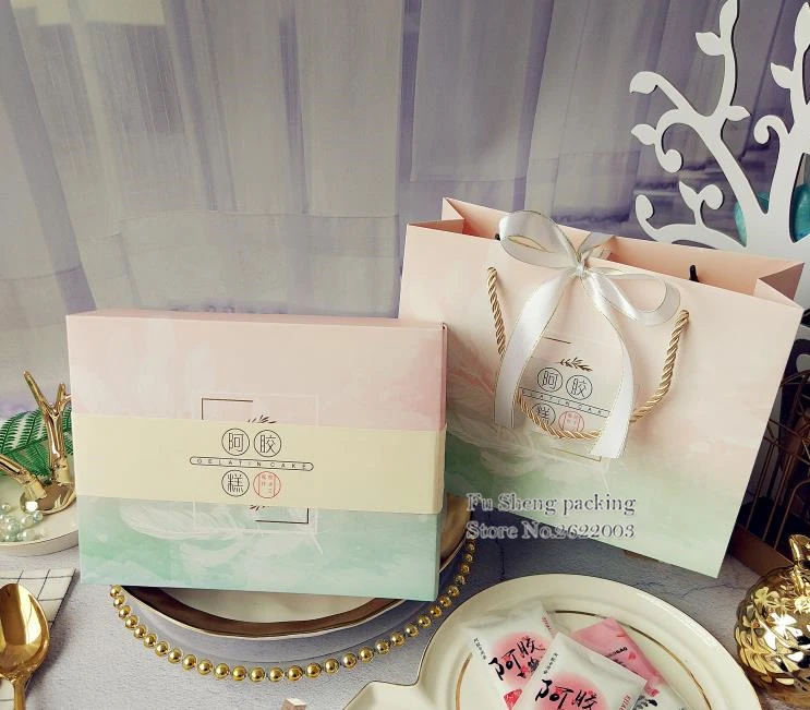 22 х 15 х 7 см оригинальность люблю зеленый звездное небо Cake Box с открытым окном, подарок шоколадный Маффин коробка для печенья