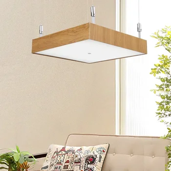 

DOXA Simple Modern LED Pendant Lamps Wood Iron Light Fixtures Square Shape Pendentes Para De Jantar LivingRoom Pending Lighting