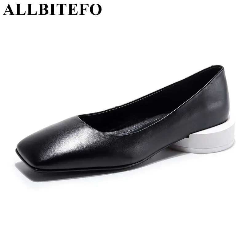 

ALLBITEFO EURO big size 34-43 natural genuine leather women pumps low heel cycle pumps girls ladies sexy pumps wedding shoes