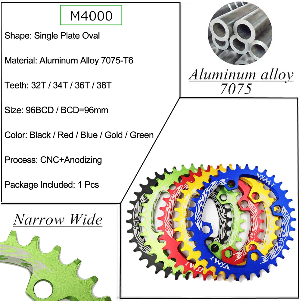 Велосипедная Звездочка VXM 96BCD 30 T/32 T/34 T/36 T/38 T, узкая широкая круглая овальная велосипедная звездочка, велосипедная круглая шатунная пластина, запчасти для велосипеда