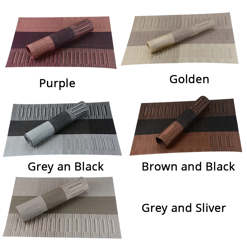 Set of 4 PVC Bamboo Plastic Placemats for Dining Table Runner Linens place mat in Kitchen Accessories Cup Wine mat