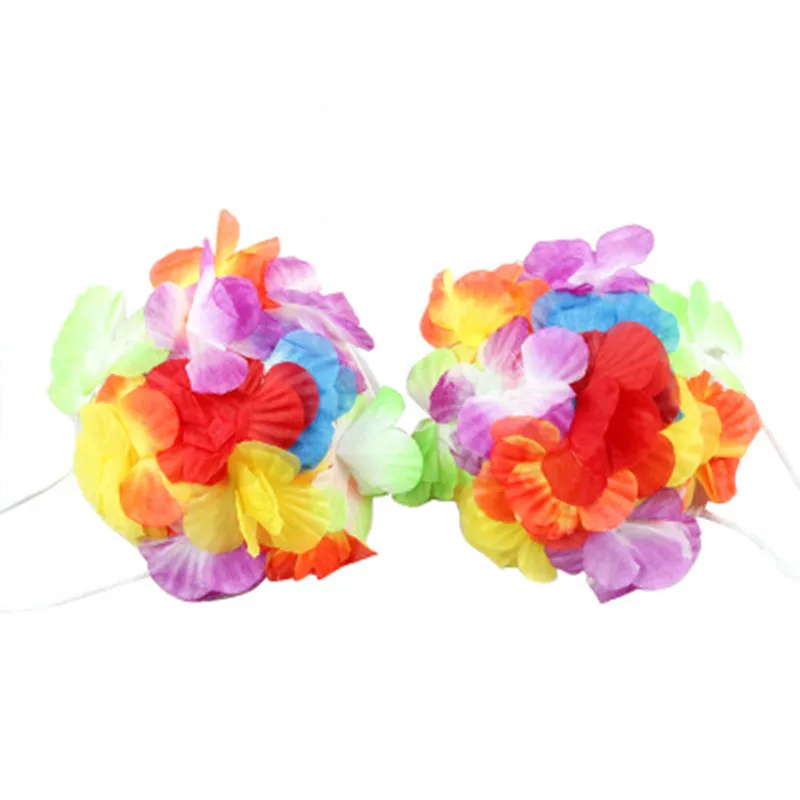 30 см 40 см 80 см женский цветок Гавайский тропический Луо Хула Трава юбка юбки для танцев венок-гирлянда день рождения - Цвет: Adults Flower Bra