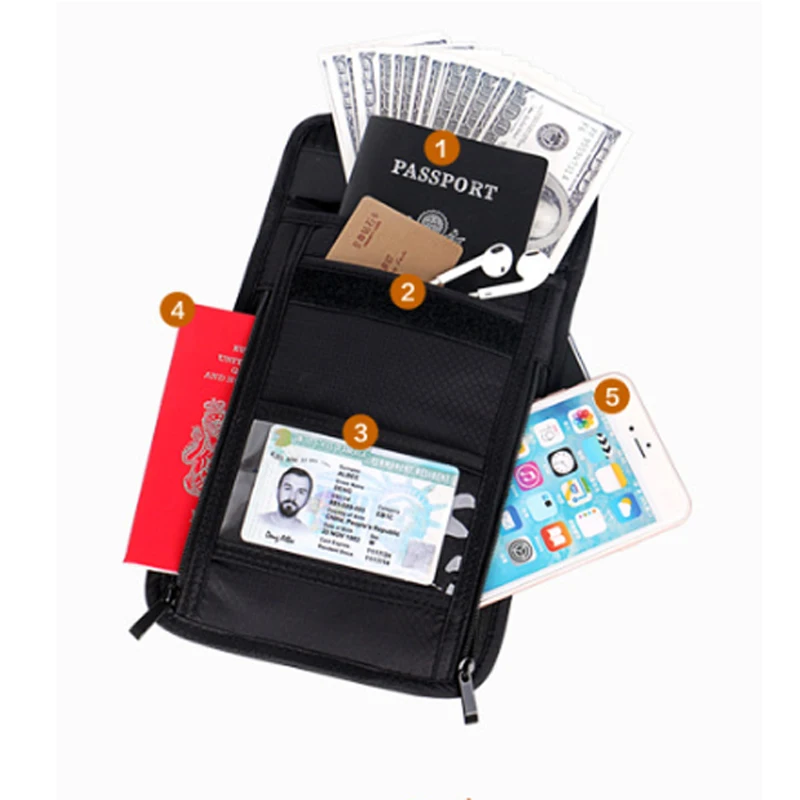Заграничного паспорта бумажник сумка 2018 новых Блокировка безопасности для паспорта держатель для карт шеи заначку Чехол Дорожный кошелек