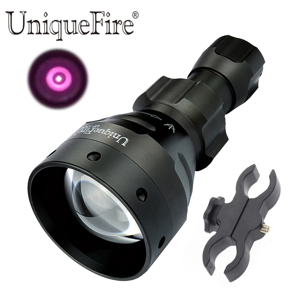 UniqueFire 1504 IR 940NM светодиодный светильник-вспышка, инфракрасный светильник с зумом, 3 режима, водонепроницаемый алюминиевый 67 мм, выпуклая линза, фонарь с креплением для прицела