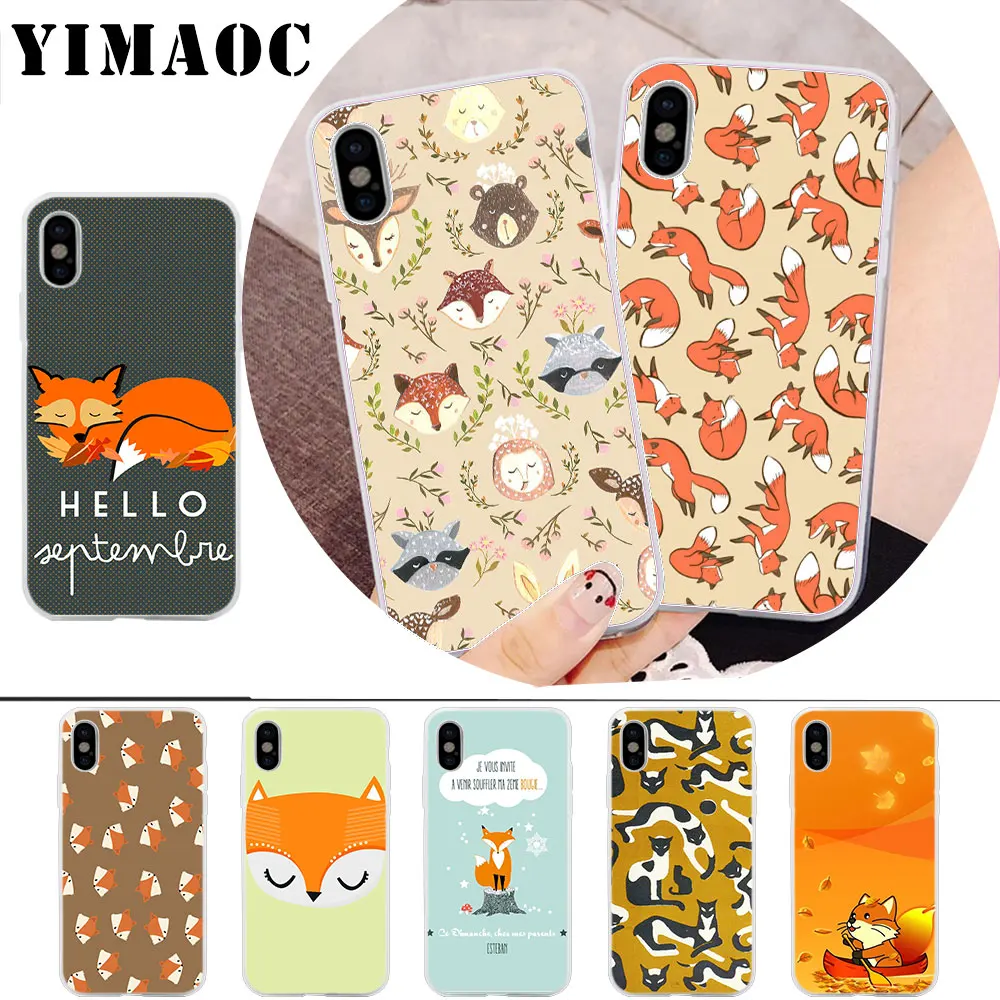 

YIMAOC sly fox cute animal Soft Silicone Case for iPhone X r s Xr Xs Max 8 7 6S 6 Plus 5 5s SE