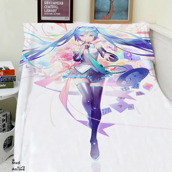 

Japanese Anime Hatsune Miku Soft Flannel Fleece Throw Blanket Decorative Plane Travel warm Throw Blankets for sofa otaku shop