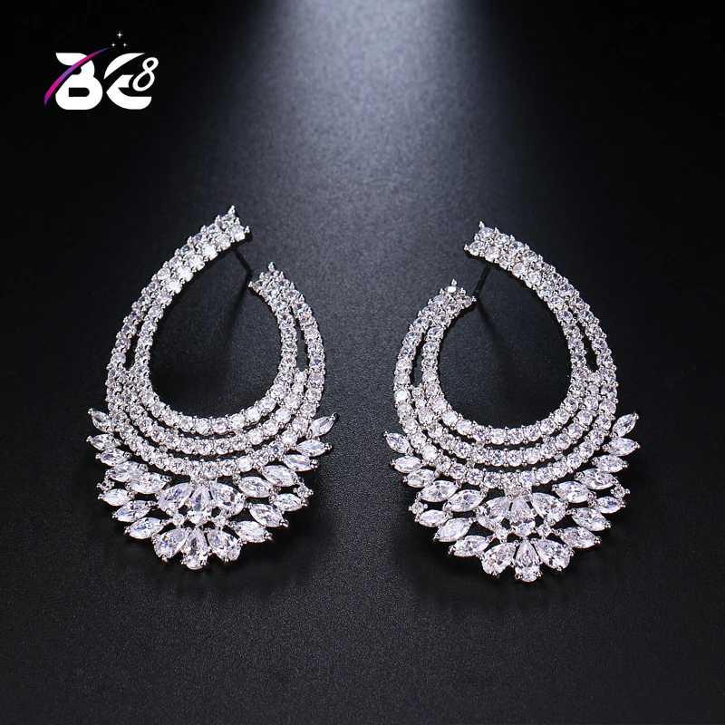 

Be 8 Brand Fashion Great Design AAA Cubic Zirconia Symmetrical Sparkling Big Stud Earrings for Women Fashion Bride Earrings E496