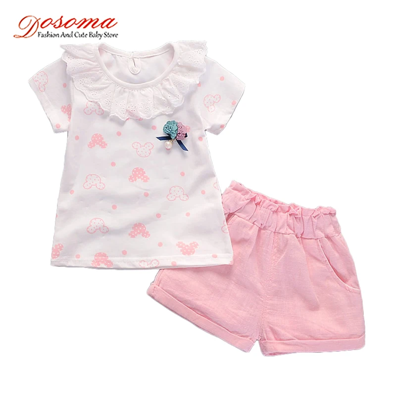 

Dosoma Summer Casual Toddler Girls Sets Cartoon Mouse Girls Clothes O-neck Girls Sets Cotton Short Sleeve Sports Suits 2018 New