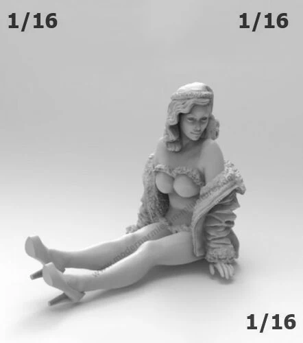 

1/16 Pin Up Girl sit with coat soldier toy Resin Model Miniature resin figure Unassembly Unpainted