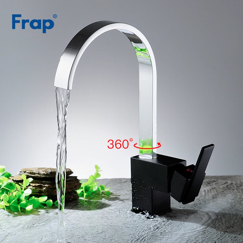 Кухонный Смеситель Frap Y40067 квадратный черный хромированный кран для холодной и