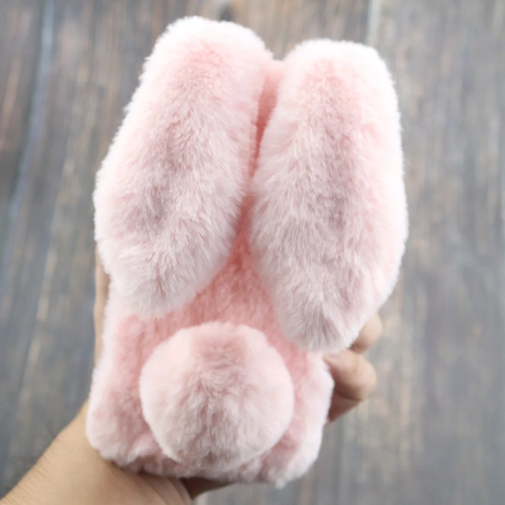 KIPX1033F_1_For iPhone 7 8 Case 3D Rabbit Hairy Warm Winter Fur Bling Rhinestone Plush Bunny Cover Case for iPhone XS XR 5 5S SE 6S 7P 8 Plus