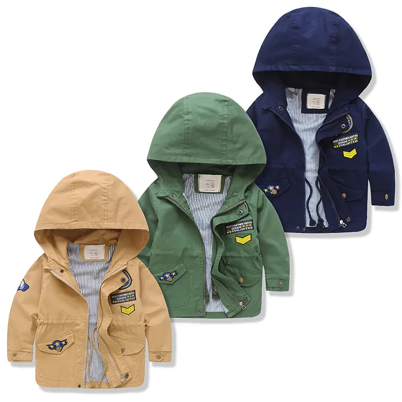 IYEAL/весенне-осенние повседневные куртки для мальчиков; одежда для детей; От 3 до 10 лет верхняя одежда с капюшоном; детская ветровка; детские пальто
