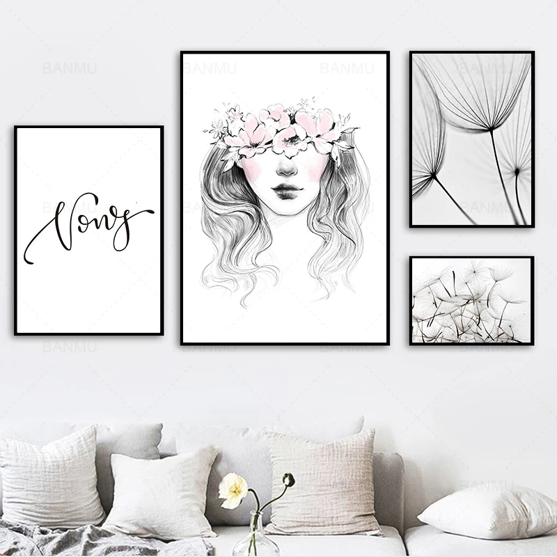 

Canvas Painting Girl Dandelion Bridge Quote Wall Art Nordic Posters And Prints Wall Pictures For Living Room Home Decor