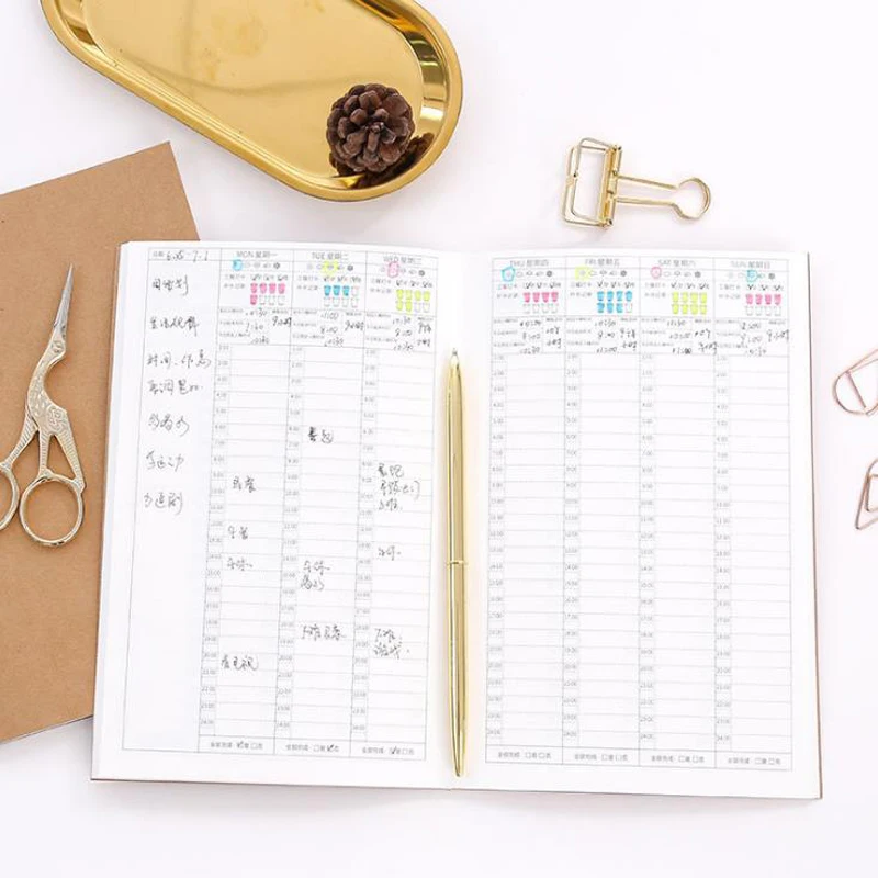 

1 Pcs Record Weekly Daily Life Standard Pocket Kraft Paper Notebook Notepad Diary Journal Traveler's Refill Planner Organizer