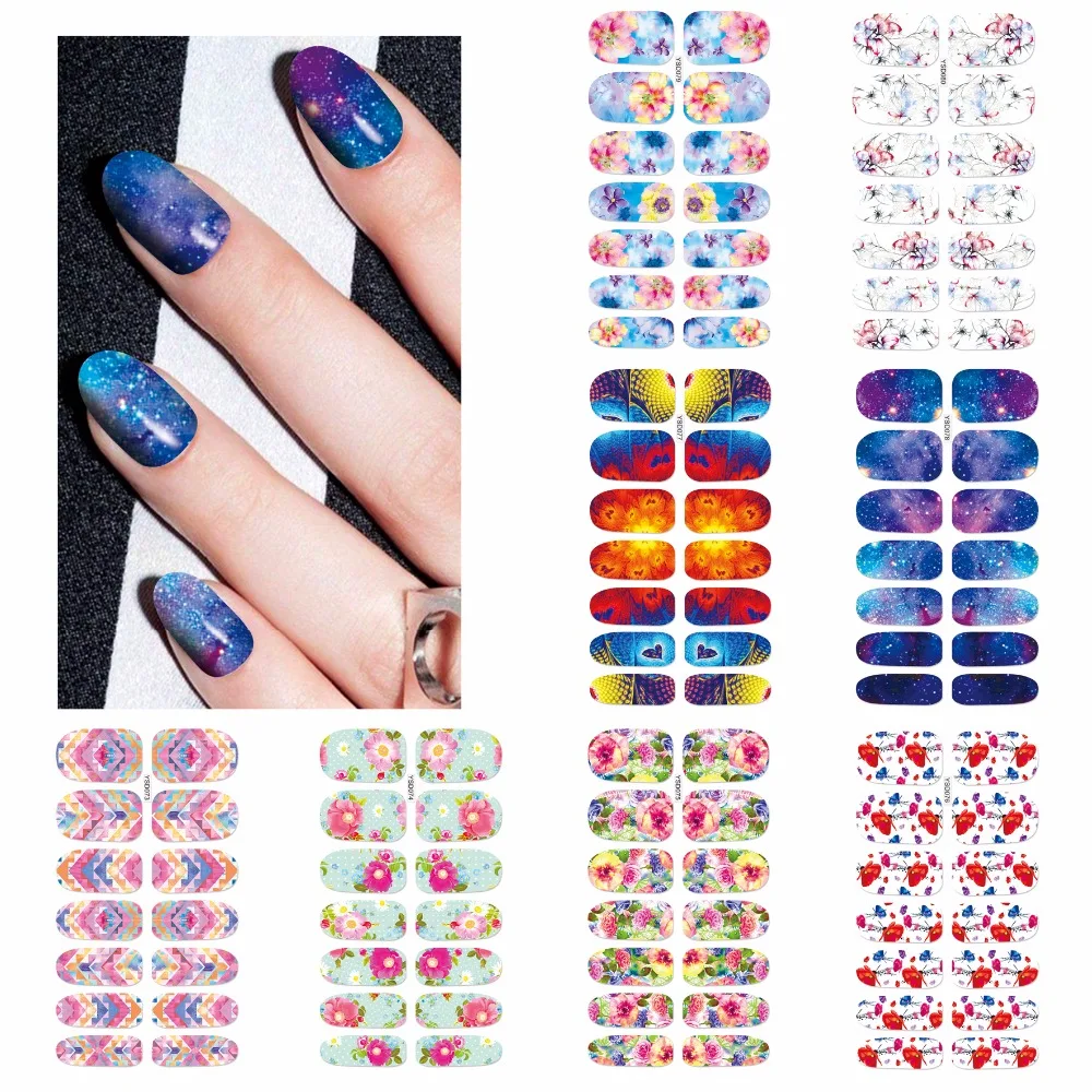 

YZWLE 1 Sheet Flower Mystery Galaxies Designs Nail Art Stickers Beauty Water Decal Decorations Sticker Tools Nails Accessories
