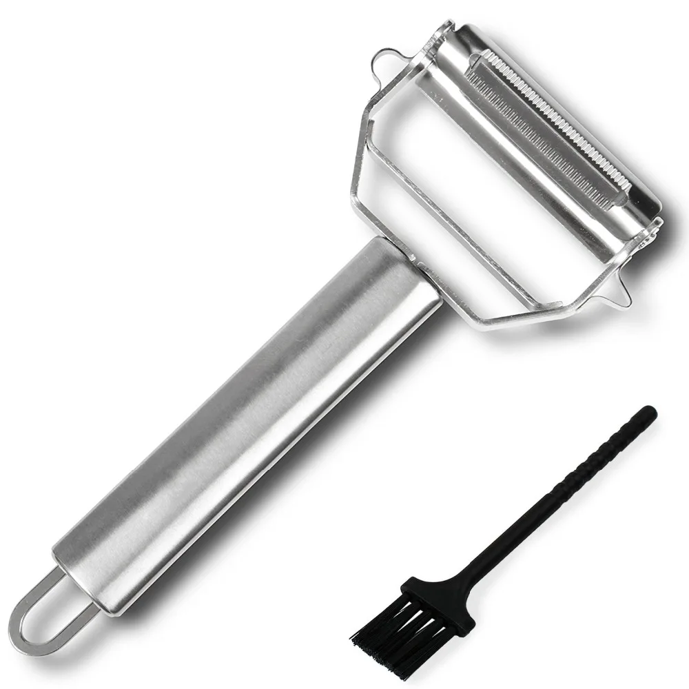 

Ultra Sharp Stainless Steel Dual Julienne & Vegetable Peeler with Cleaning Brush & Blade Guard Shredder Slicer Planing Cutter