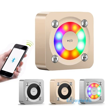 

1000mAH Mini Subwoofer Portable Bluetooth Speaker With Flashing LED Lights Metal Stereo Loudspeaker For Iphone Samsung Xiaomi