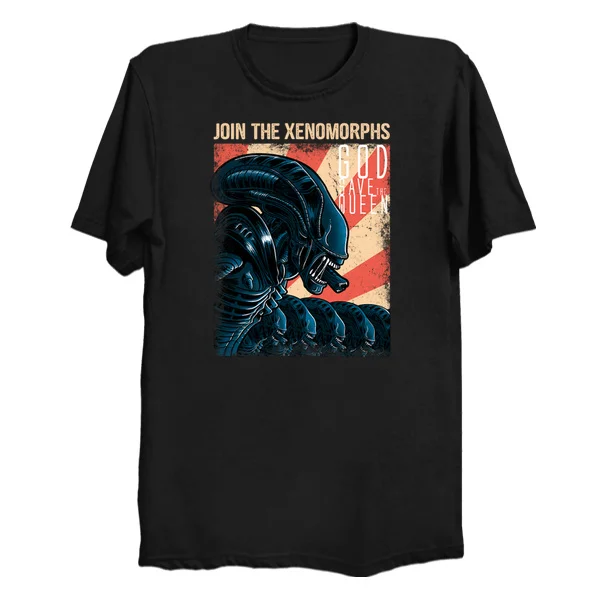 Мужская футболка с принтом хлопковая Футболка Join the xenomorphs круглым вырезом