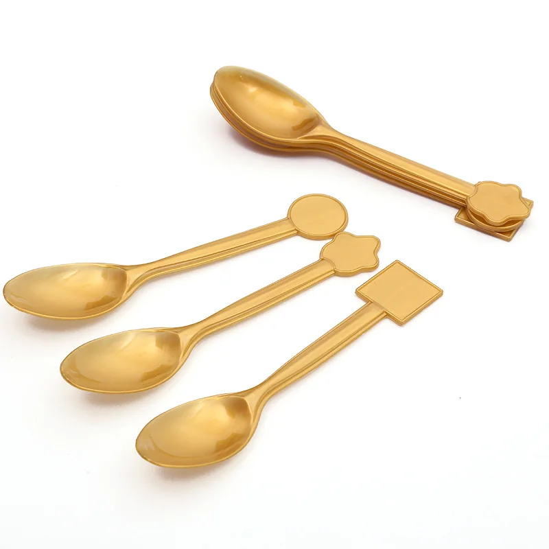 

6pcs Gold Solid Color Theme Disposable Tableware Set Spoon Happy Birthday Han Theme Party Decoration Supplies