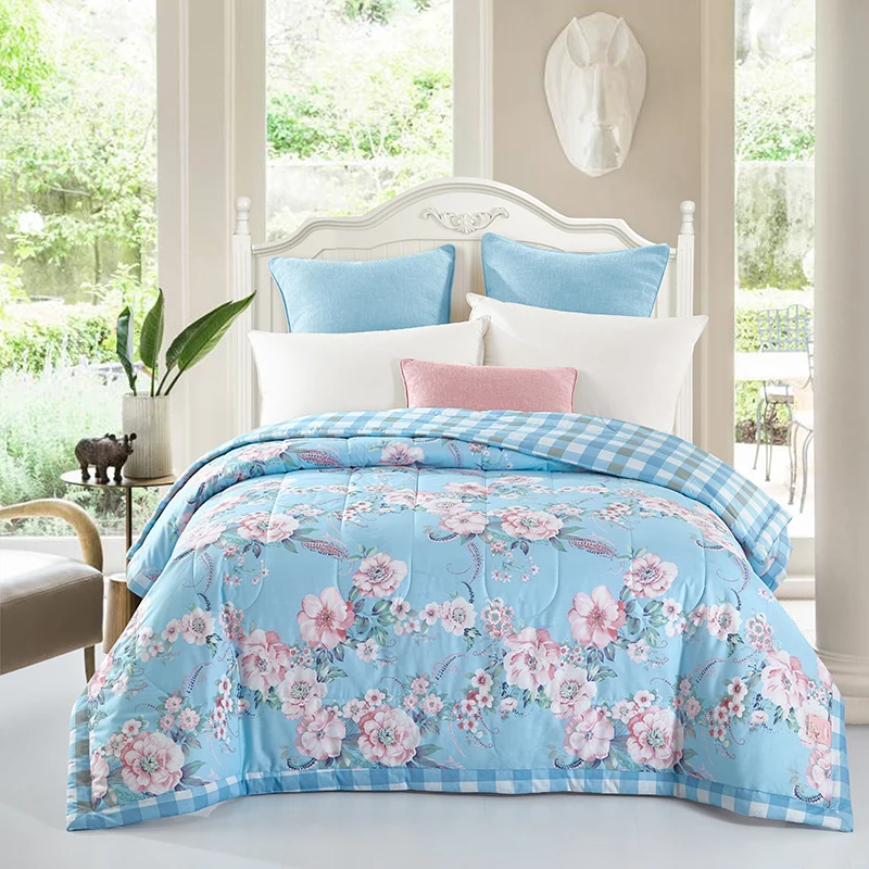 Buy Arnigu pastoral style Floral printed blue summer Comforter thin quilt Twin