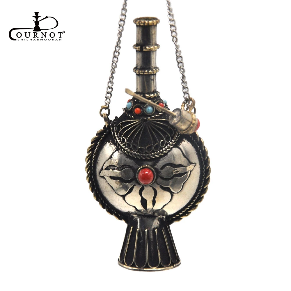 

COURNOT Handmade Vintage Snuff Bottles Pair Tibet Nepal Asian 90MM Red Turquoise Coral Vajra Dorje Spoon Snuff Bottle Pendant