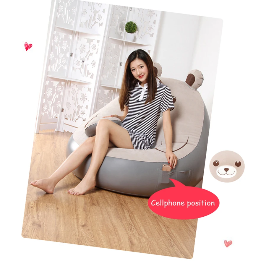 Cute Expression Inflatable Bean Bag Sofa Lounge Chair and Ottoman Air Couch Sillones Puff Lazy Sofa Set Living Room Furniture