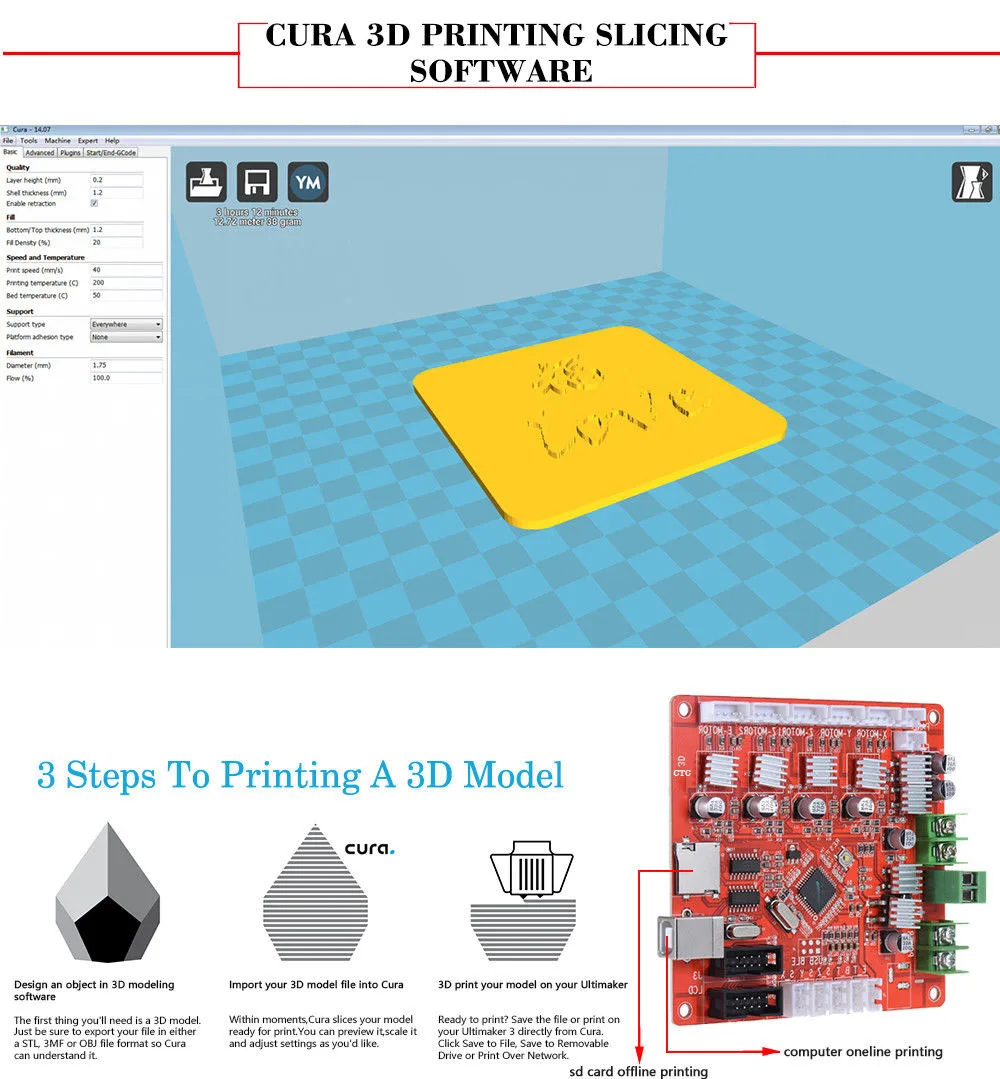 3d принтер DIY A8 Высокая точность рабочего стола Prusa i3 DIY ЖК-экран принтер дерево Impresora 3d сбой питания печать