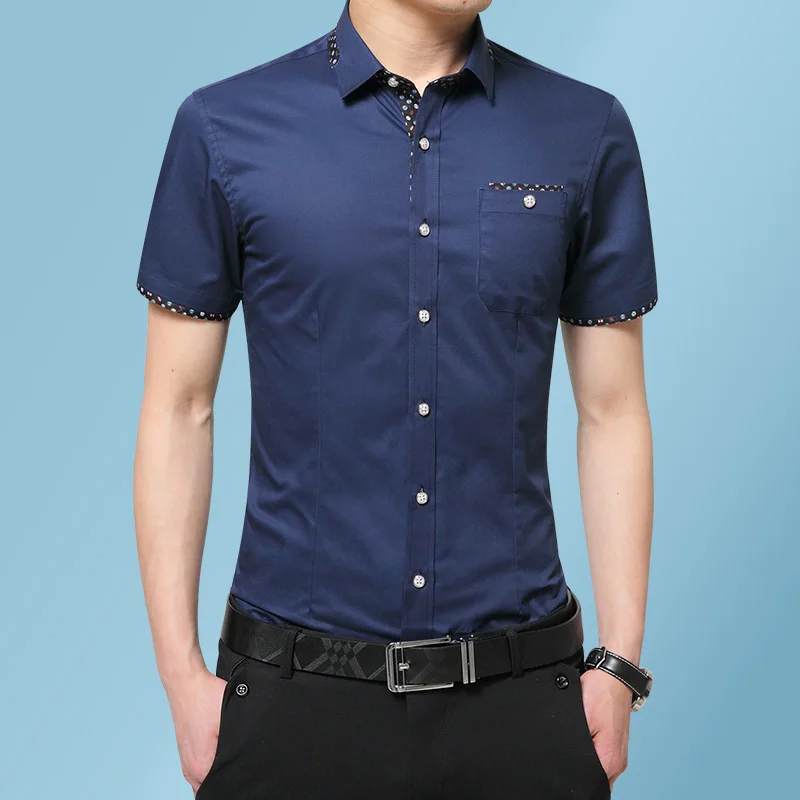 Летняя мужская рубашка с короткими рукавами, повседневная хлопковая, тонкая, дышащая, крутая, белая, черная, рубашки на пуговицах 4XL 5XL