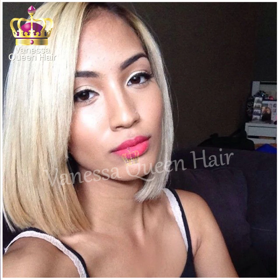 

Brazilian Silk Straight bob hair two tone brazilian lace front wigs free part heat resistant synthetic hair lace front wigs