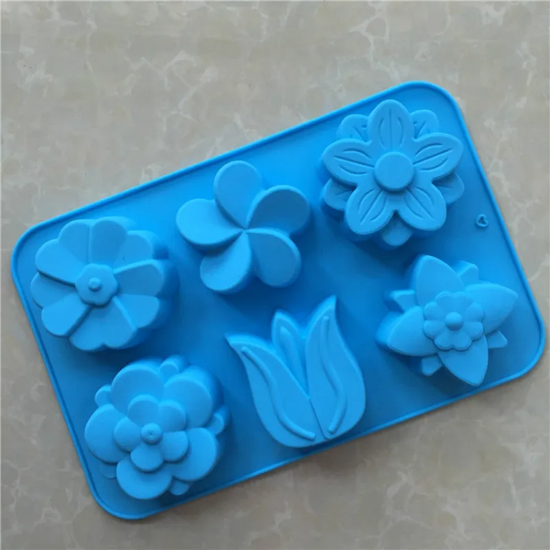 6 Shape Different flowers mold sunflowers Tulip Sunrise flower silicone