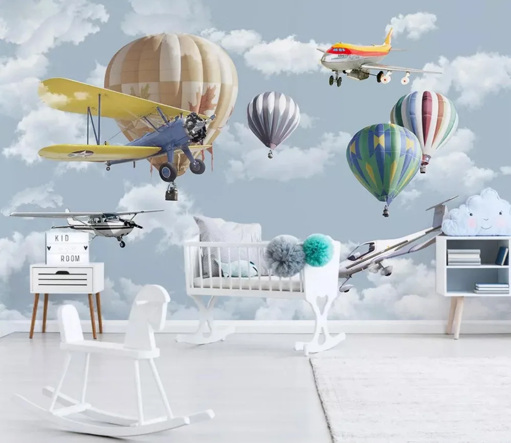 [Самоклеящаяся] 3D самолет воздушный шар небо 2 настенная бумага настенная печать настенные наклейки