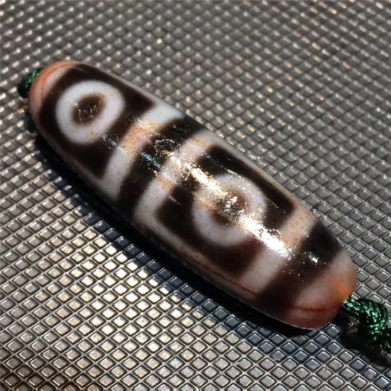 190514-1 Редкие 4 глаза DZI Ji бусины с Cinnabar пятна 12*37 мм мощный амулет коллекционные