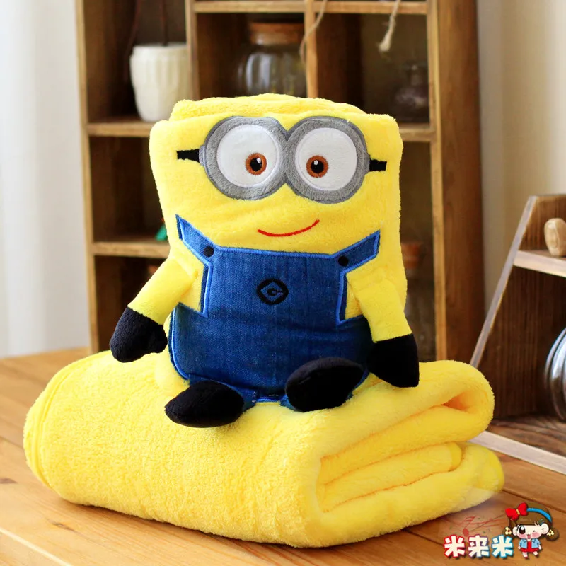 

Candice guo plush toy stuffe doll cartoon movie Minions roll blanket pillow cushion sleeping rest cover baby birthday gift 1pc