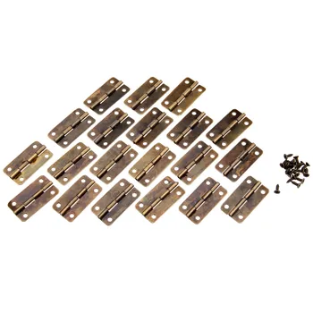 

20Pcs Antique Brass Cabinet Door Hinges for Furniture Jewelry Wood Box Hinge Furniture Hardware Accessories With Screws 30x17mm
