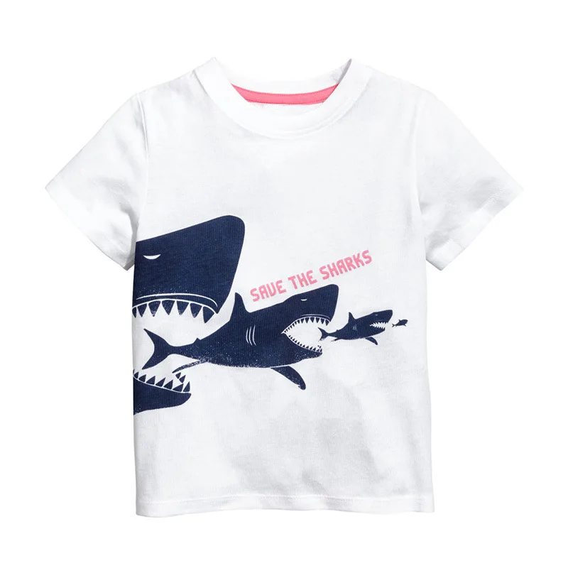

Little maven 1-6Year Cartoon Shark And Fish Baby Boys T Shirt New Summer Children Kids Boys Girls Shorts Tops Tees For Cotton