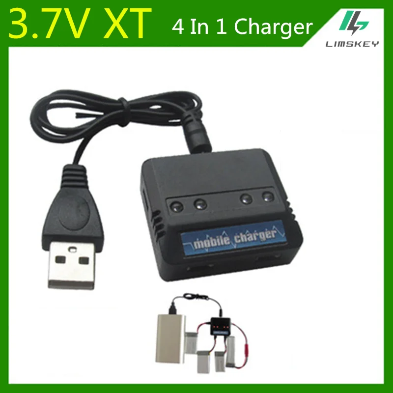 

3.7V 4 In 1 Banlance Charger For Syma X5C Udi U818A WLtoys V686G toy RC toys DC 5V XT Plug 4 In 1 Lipo battery charger