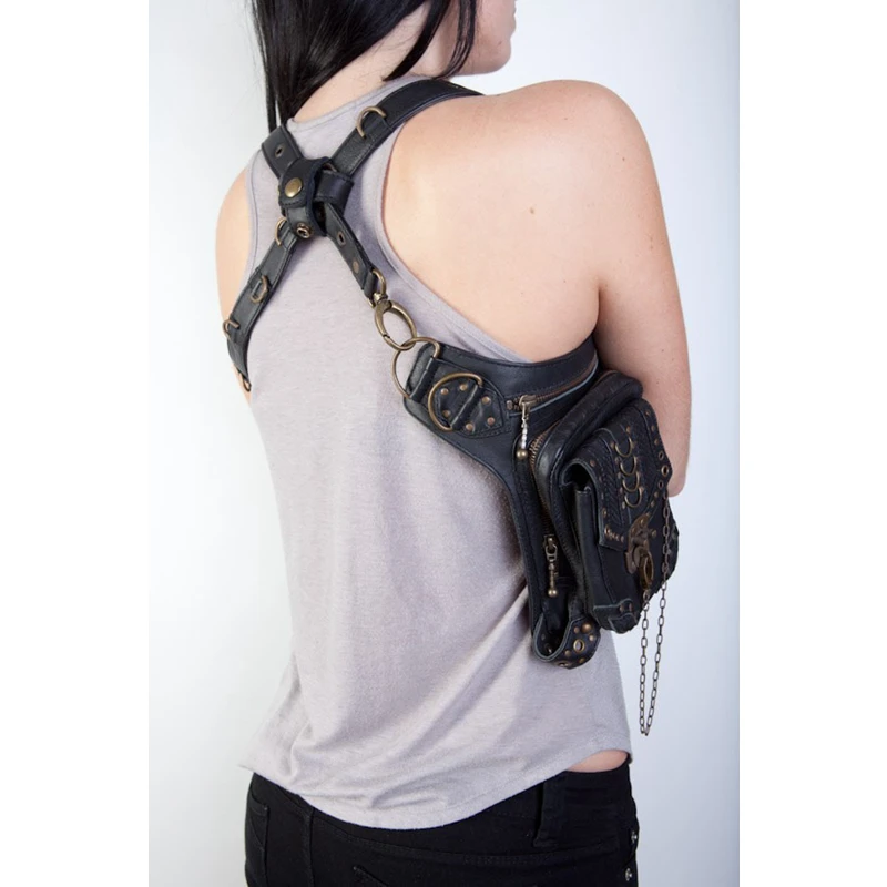 FGGS جلدية للجنسين الخصر حزمة الساق قطرة أكياس دراجة نارية Crossbody رسول الكتف حزام بوم الورك محفظة الحقيبة الفخذ فاني أكياس