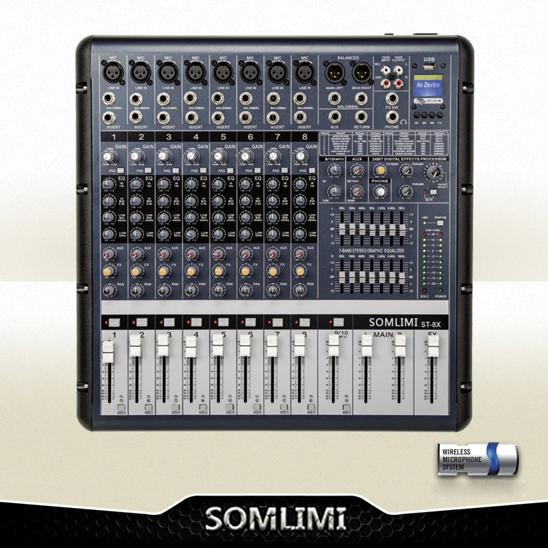 ST-8X 8 road with effect balance professional mixer Wired&ampWireless Microphone | Электроника