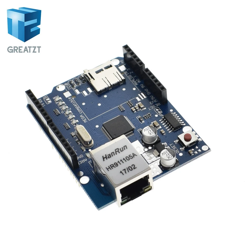 

GREATZT 1pcs Shield Ethernet Shield W5100 R3 UNO Mega 2560 1280 328 UNR R3 W5100 Development board