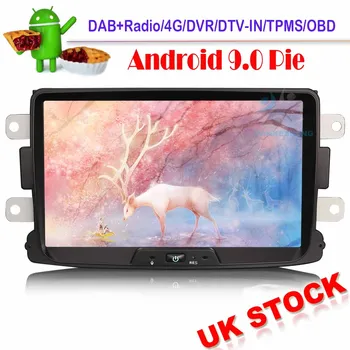

8" DAB+ Autoradio Android 9.0 Car stereo GPS for Renault Dacia Duster Logan Sandero Dokker WIFI+4G Radio DVR Bluetooth