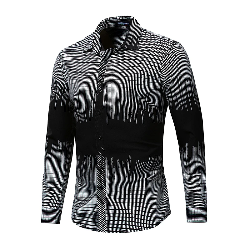 

JUNGLE ZONE European size 2019 men's Plaid contrast shirt long sleeve shirt plus size 3XL Elastic shirt button casual shirts 176