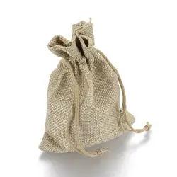 Мешковины упаковка Чехлы Drawstring Сумки, darkkhaki, 12x9 см