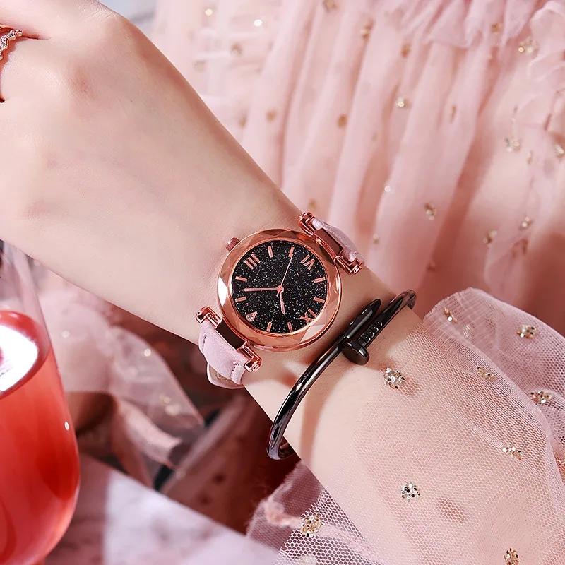 Новые модные часы бренд розовое золото кожаные женские наручные часы Повседневное платье кварцевые наручные часы reloj mujer