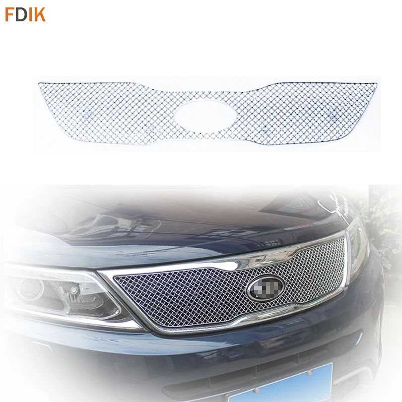 

Sport Stainless Mirror Chrome Front Bumper Honeycomb Grille Insert Mesh Grill for Kia Sorento 2013-2014
