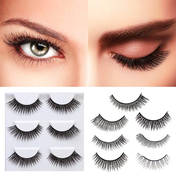 

3 Pairs False Eyelashes Set Natural 3D Fake Eye Lashes Extension Eyes Makeup Tools JIU55