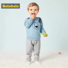 Комплект одежды для маленьких мальчиков, повседневная весенне-осенняя футболка с длинными рукавами+ штаны, мягкие и удобные детские костюмы для мальчиков Забавный принт, длинный рукав