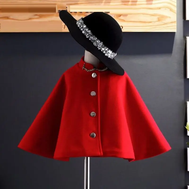 Baby Toddler Girl Wool Coat Jacket Kids Cloak Shawl