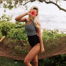 Цельный купальник сексуальный купальник Женские с высокой посадкой полосатый монокини с цветочным рисунком женский купальный костюм с пуш-ап Maillot De Bain