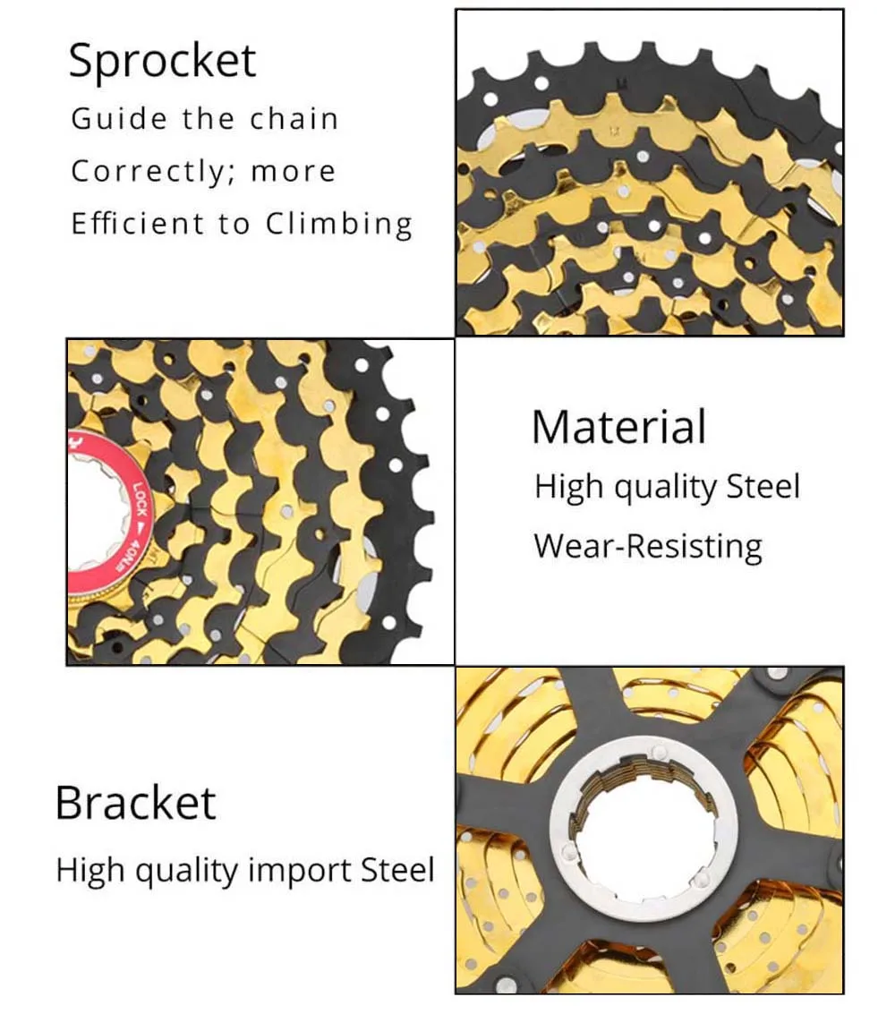 BOLANY MTB 10 скоростной Freewheel широкого соотношения 11-42 T стальной черный золотой блок звездочек совместимый для Shimano детали горного велосипеда